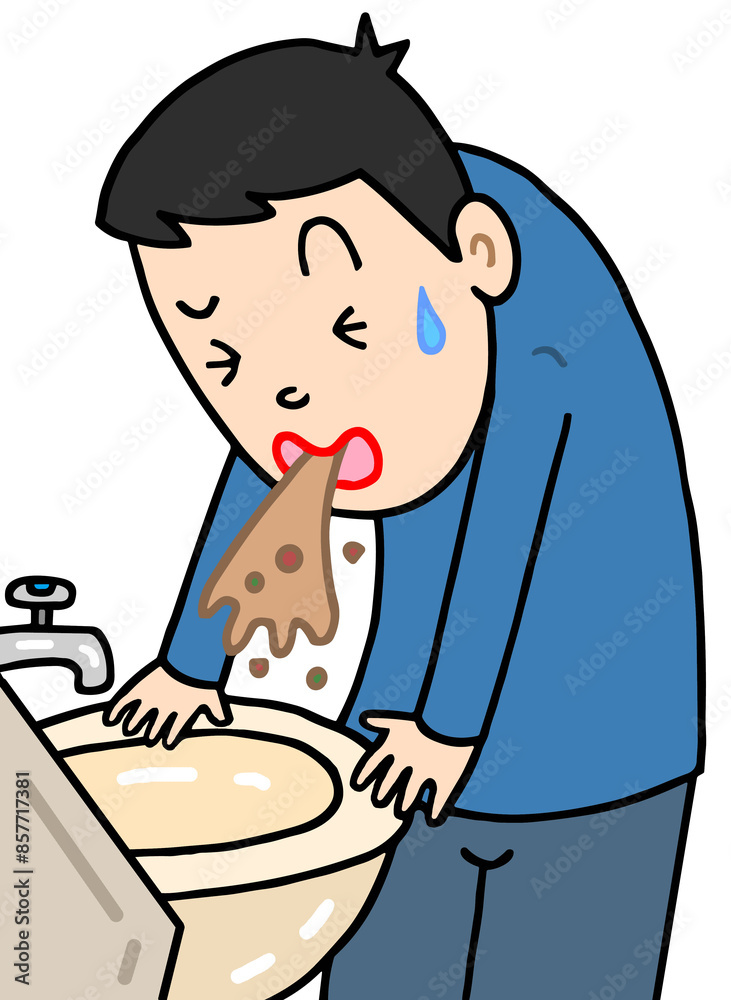 病気・疾病のイラスト - 吐き気・嘔吐・食あたり・食中毒・腹痛 Stock Illustration | Adobe Stock