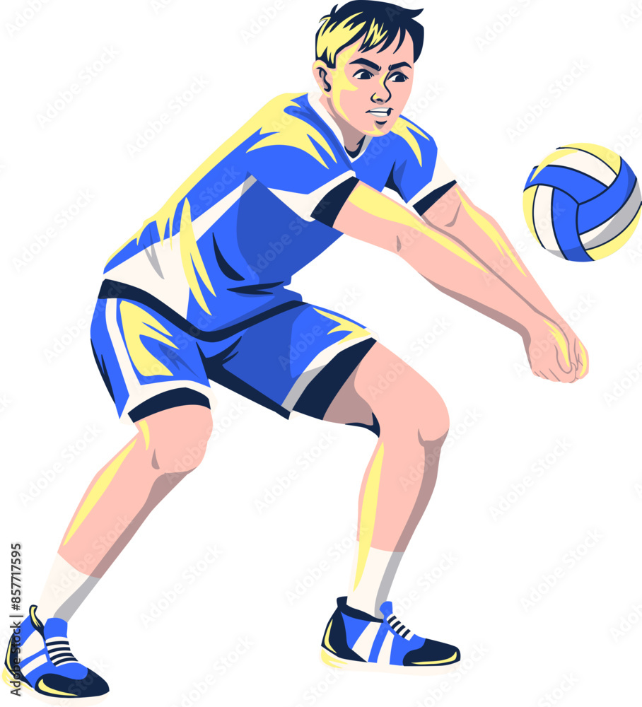 Man Digging Volleyball Illustration Man Digging Volleyball Illustration