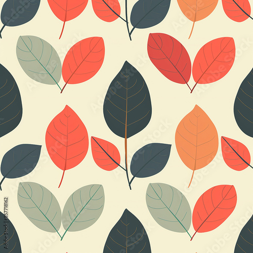Wallpaper Mural rendered photo of simple small drawn leaf pattern, minimalist graphic design made with generative AI Torontodigital.ca