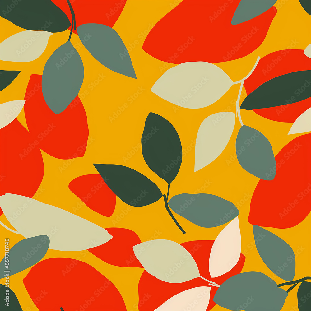 rendered photo of simple small drawn leaf pattern, minimalist graphic design made with generative AI