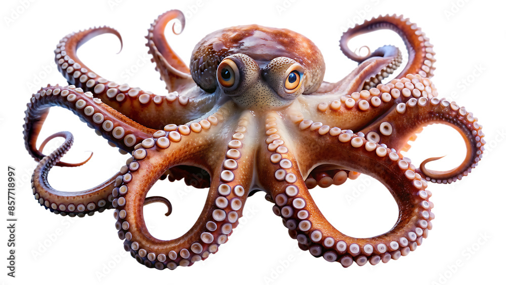 octopus two eye and full face clear view white background. AI GENERATED octopus two eye and full face clear view white background. AI GENERATED
