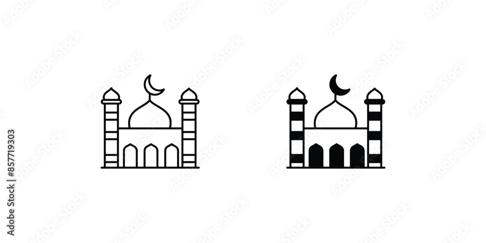Fototapeta premium mosque icon with white background vector stock illustration