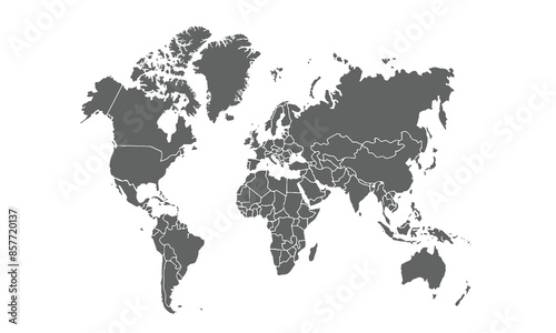 World map isolated on white background. for website layouts, background, education, precise, customizable, Travel worldwide, map silhouette backdrop, earth geography, political, reports.
