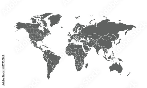 World map isolated on white background. for website layouts, background, education, precise, customizable, Travel worldwide, map silhouette backdrop, earth geography, political, reports.