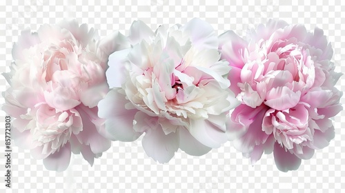 Wallpaper Mural Peony Flowers: Group of Four in White and Pink, Isolated on Transparent Background, AI-Generated Torontodigital.ca