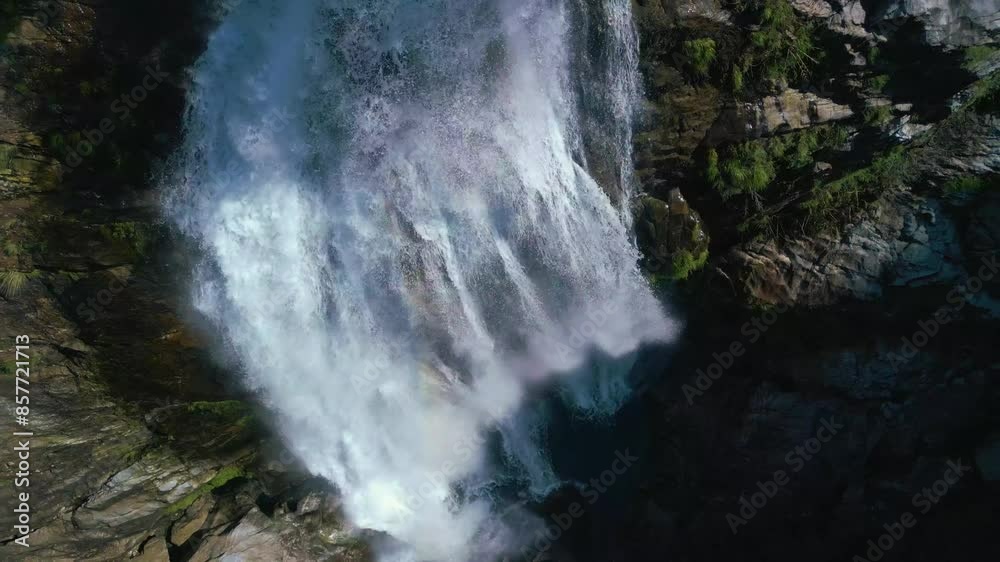 Fervenza de Belelle (Salto de la Fervenza) In Fene, Galicia, Spain - Drone Shot