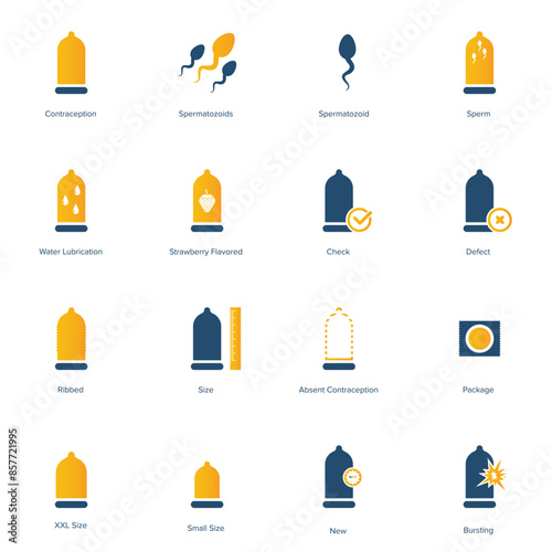 Condom icon set. Safe sex icon vector illustration	