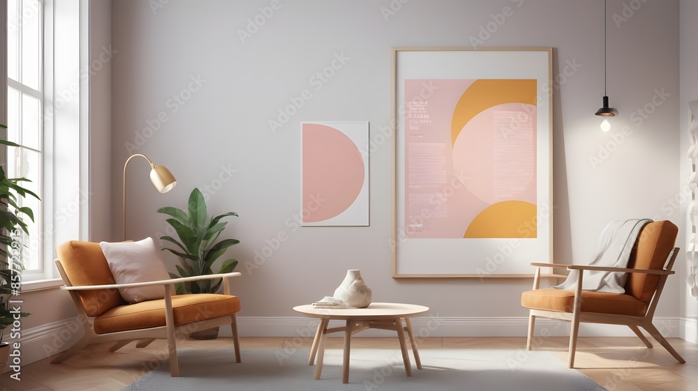 Frame mockup, ISO A paper size. Interior mockup with house background. Modern interior design. Living room wall poster mockup ,3D render Frame mockup, ISO A paper size. Interior mockup with house background. Modern interior design. Living room wall poster mockup ,3D render