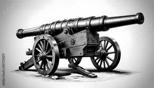 Wallpaper Mural A Black and White Illustration of an Old Cannon Torontodigital.ca