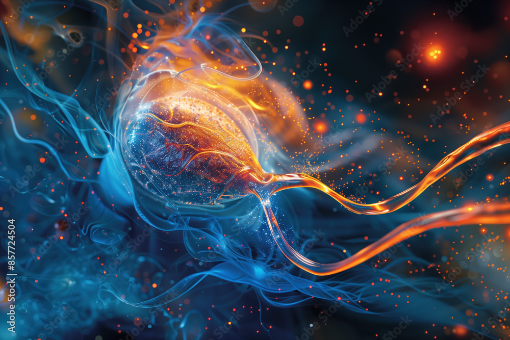 The Miracle of Life: Sperm Cell Meets Egg in a Swirling Dance of Fertilization The Miracle of Life: Sperm Cell Meets Egg in a Swirling Dance of Fertilization