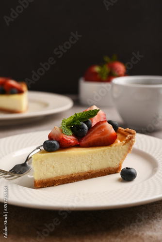New York cheesecake slice with berries