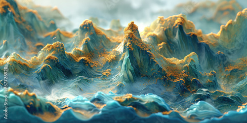 Rizhao Jinshan Qianli Jiangshan Macro Morteral Landscape Rendering