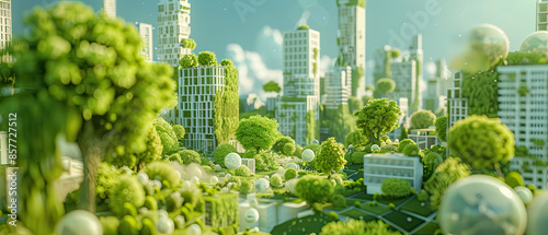 The city is covered with trees.