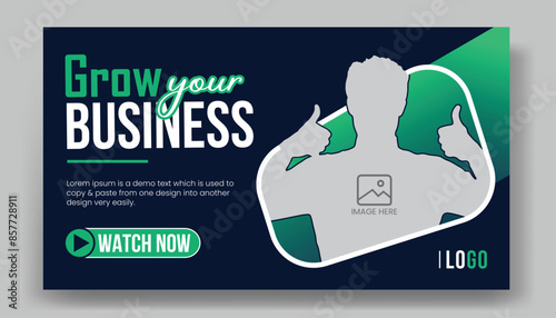  Creative business youtube video thumbnail design or workshop promotion social media web banner gaming thumbnail template