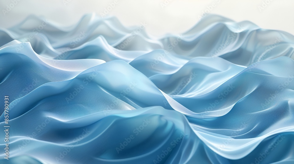 Abstract Waves of Blue Fabric Creating a Serene and Flowing Landscape with Soft Light and Gentle Curves Abstract Waves of Blue Fabric Creating a Serene and Flowing Landscape with Soft Light and Gentle Curves