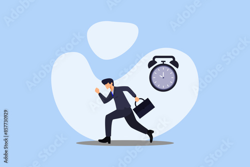 male worker late flat design illustration