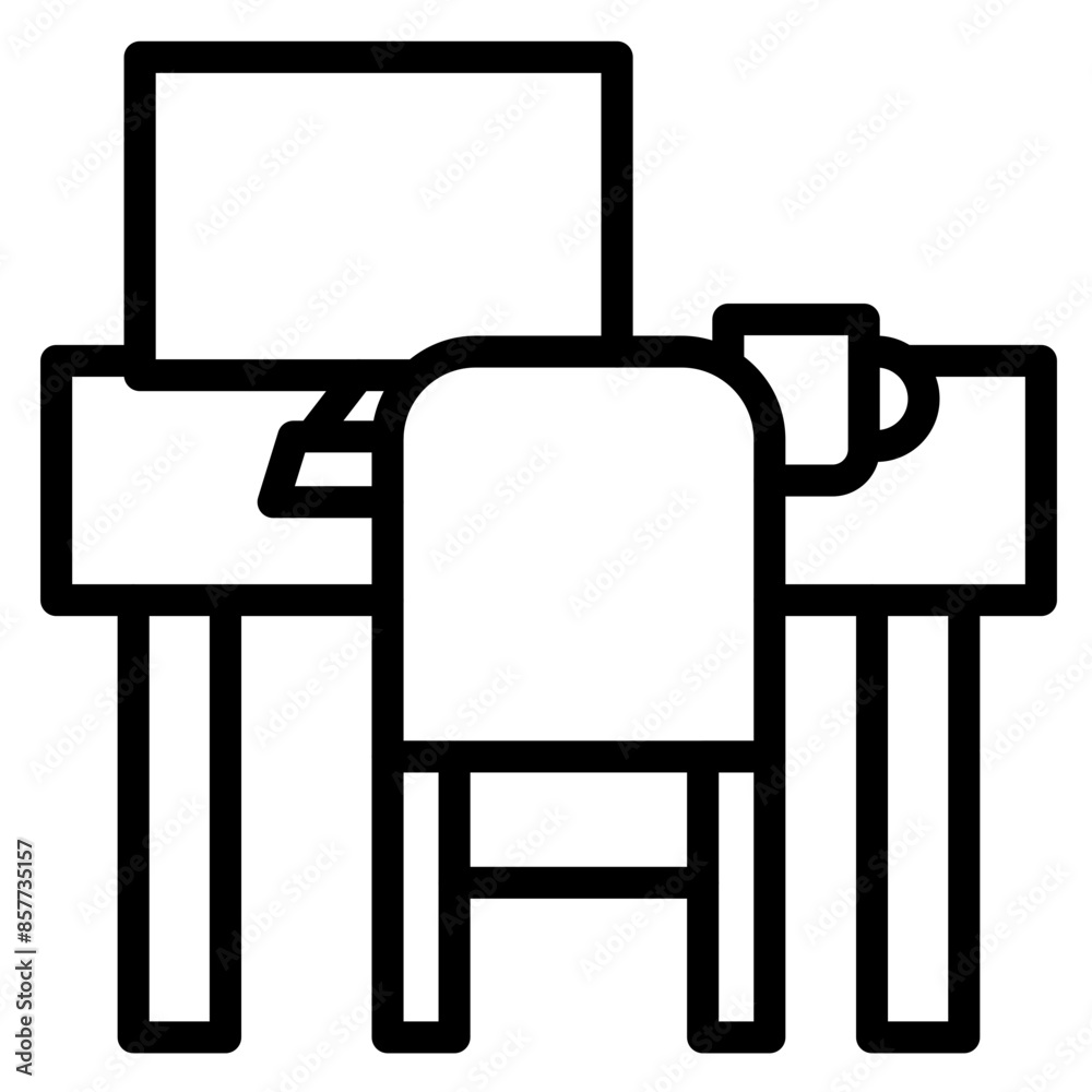 Fototapeta premium Workspace Desk icon vector image. Can be used for Freelancer.