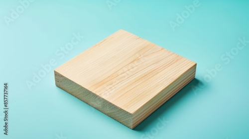 Wooden Box with Copy Space Background in Soft Blue Color