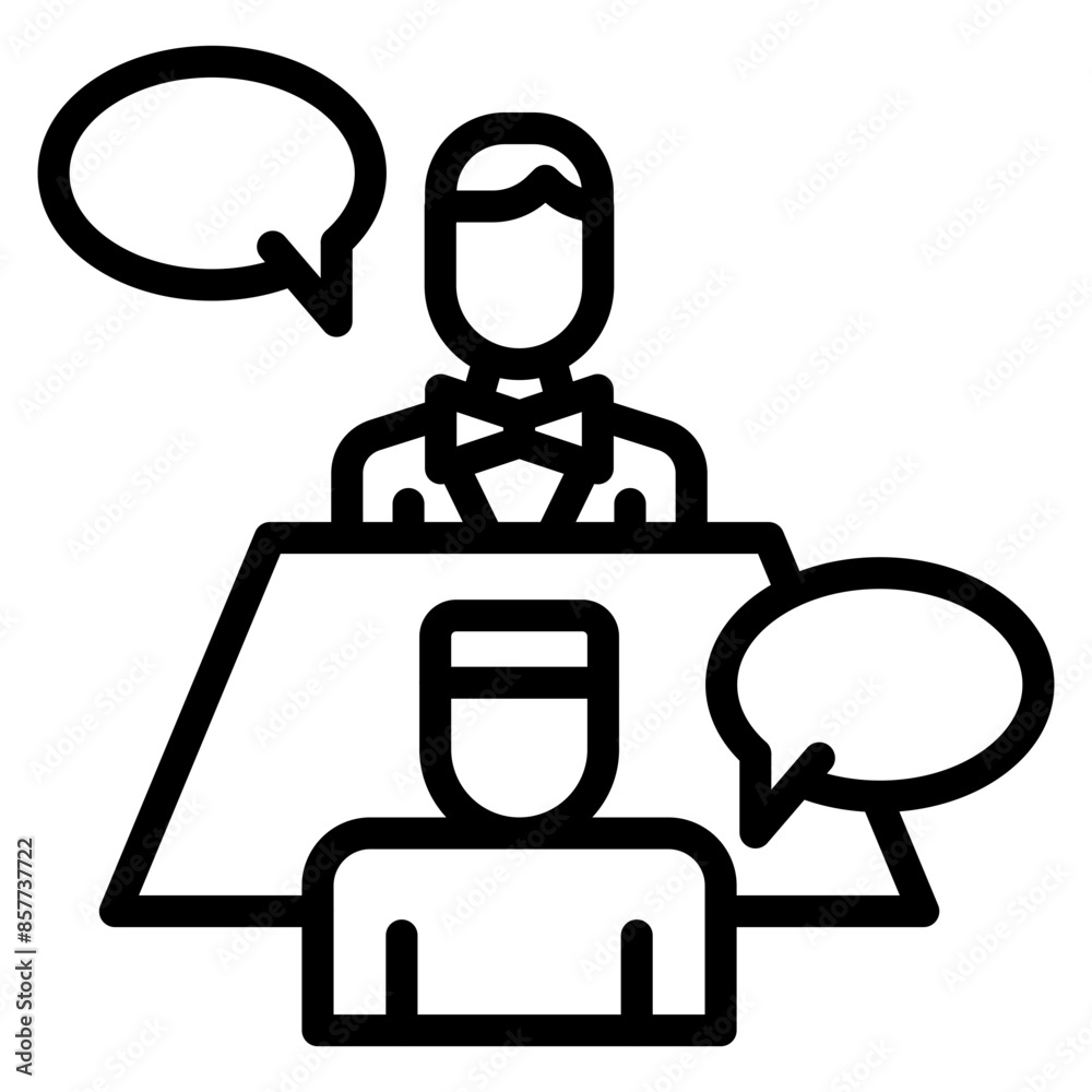Interview icon vector image. Can be used for Job Fair. Interview icon vector image. Can be used for Job Fair.