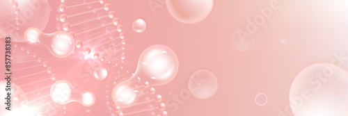 Probiotic and Hyaluronic acid skin solutions ad, pink collagen, and vitamin serum drops, cosmetic advertising background ready to use, illustration vector.	