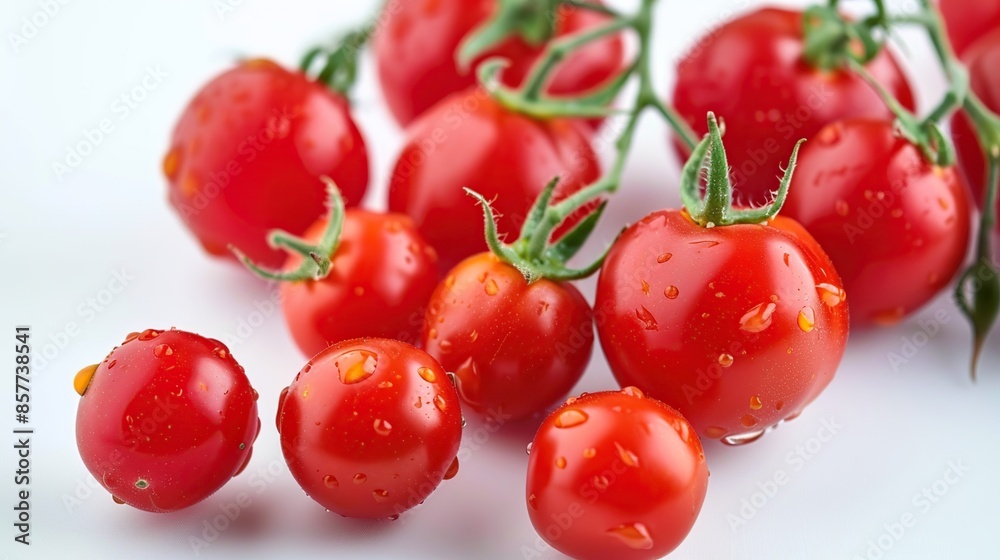 Fresh Red Cherry Tomatoes with Water Droplets Fresh Red Cherry Tomatoes with Water Droplets