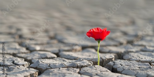 A tough flower thrives in harsh conditions symbolizing hope and resilience. Concept Hardy Flower, Resilience Symbol, Tough Conditions, Hopeful Growth photo