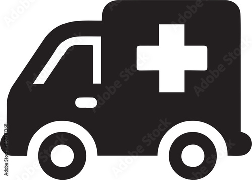 Ambulance symbol icon. Car silhouette vector illustration.