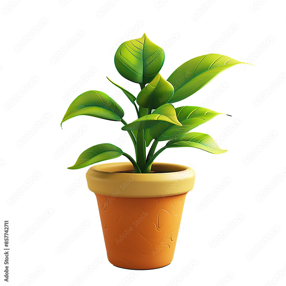 3D animated potted plant, PNG, Tranparent.