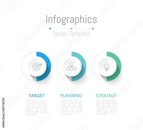Infographic 3 options design elements for your business data. Vector Illustration.
