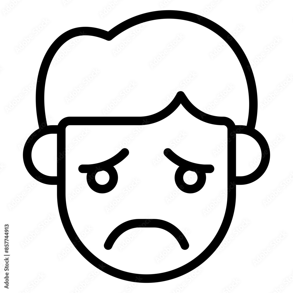 Worried icon vector image. Can be used for Human Emotions. Worried icon vector image. Can be used for Human Emotions.