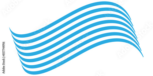 Blue on white abstract perspective line stripes with 3d dimensional effect isolated on white.