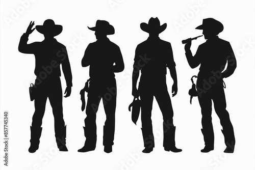 Set of cowboy in different styles 