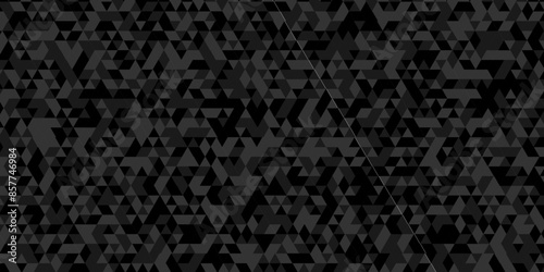 Vector geometric seamless technology gray and black triangle element light background. Abstract digital grid light pattern white Polygon Mosaic triangle Background, business and corporate background