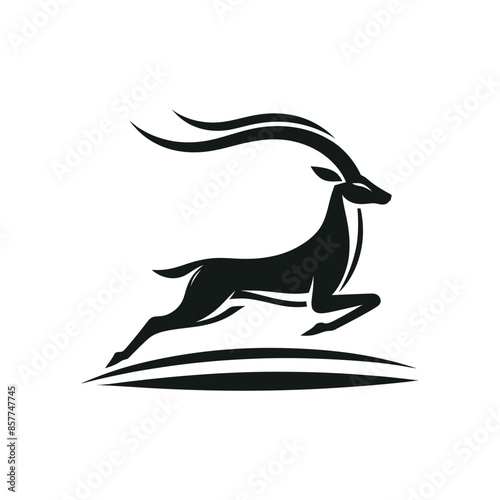 Elegant Movement Gazelle Vector Illustration in Side View Silhouette