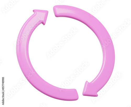3d pink refresh or recycle arrows icon. Stock vector illustration on isolated background. 