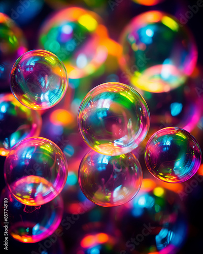 Neon Spheres with Reflective Surfaces