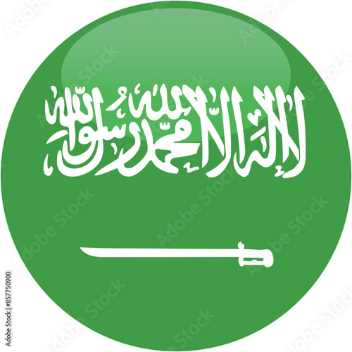 Illustration of Circle button Icon of national flag of Saudi Arabia