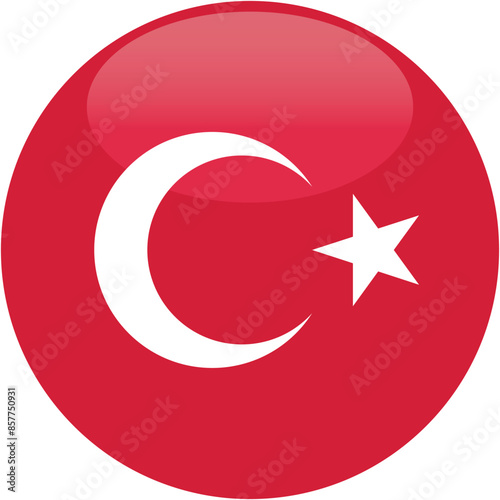 Illustration of Circle button Icon of national flag of Turkey