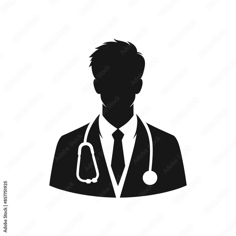Silhouette of Success Vector Illustration Art Featuring Male Doctor Silhouette of Success Vector Illustration Art Featuring Male Doctor