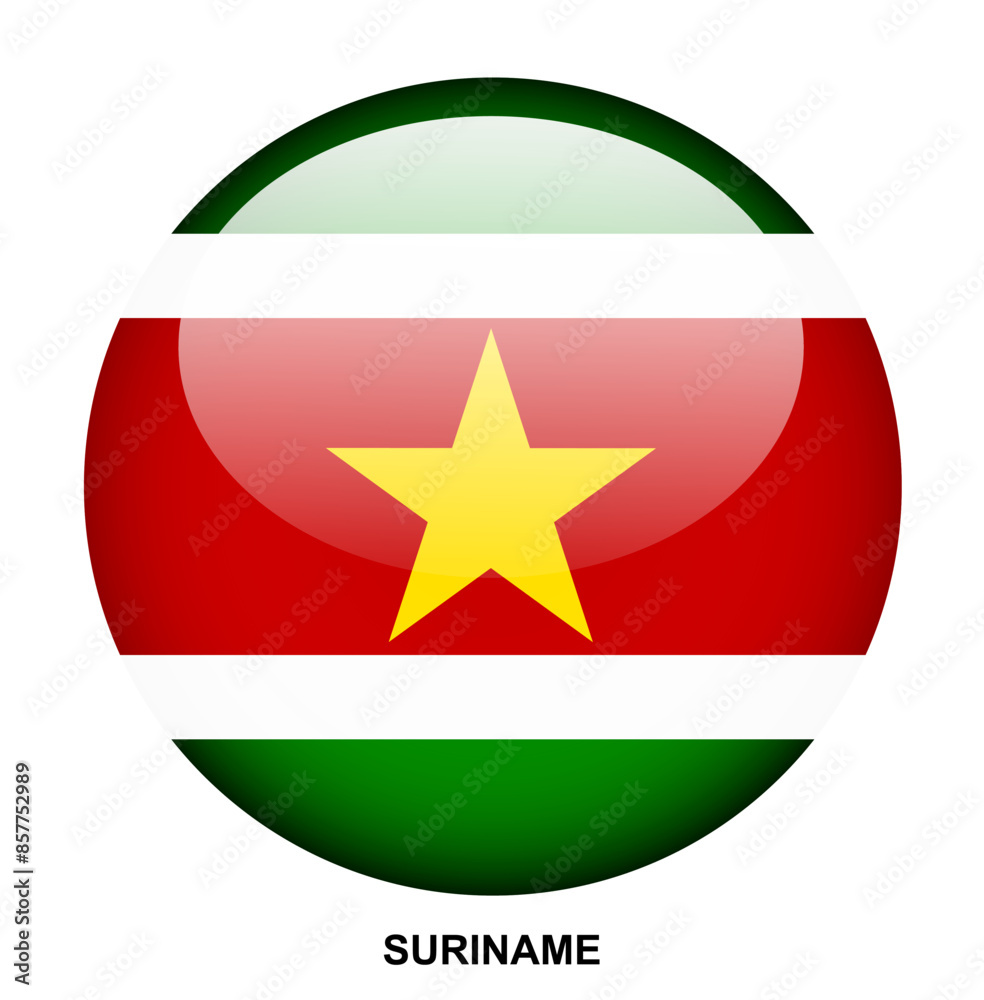 SURINAME flag button on white background SURINAME flag button on white background