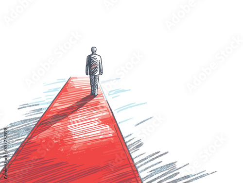 isolate white background, A red carpet rolled out for the best candidate, symbolizing their importance., drawing in color pencil art and copy space, very simple and isolate in the style of art