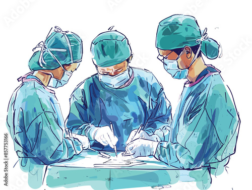 Team of doctors are standing in emergency room