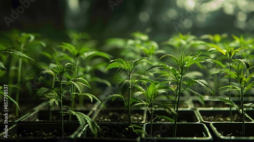 Obraz na płótnie Cannabis clones and seedlings w salonie