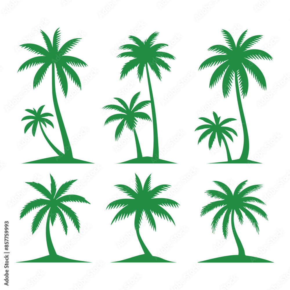 Fototapeta premium Palm Tree Vector Silhouettes: Tropical Beach Designs