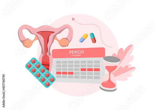 Menstrual calendar cycle tracker, Period ovulation days tracker, Pregnancy planning, Check menses, Vector illustration.