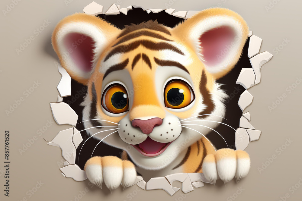 Brighten up your space with this adorable cub tiger sticker art Brighten up your space with this adorable cub tiger sticker art