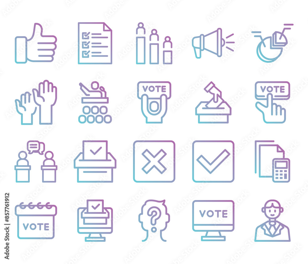 Voting and Election gradient outline Icons Set. Voting and Election gradient outline Icons Set.