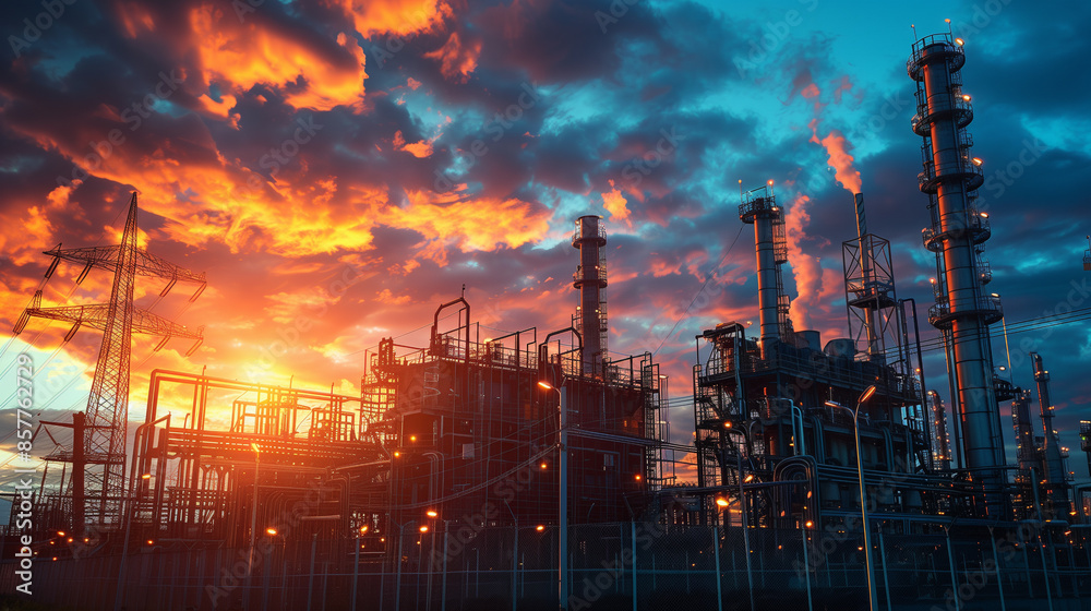 Aerial view of smart chemical oil refinery plant, Gas Oil depot, Crude Oil Refinery Plant Steel Pipe line and Chimney Cooling tower Aerial view of smart chemical oil refinery plant, Gas Oil depot, Crude Oil Refinery Plant Steel Pipe line and Chimney Cooling tower