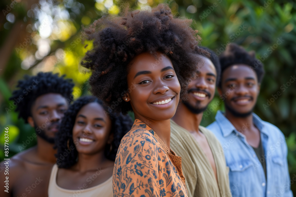 Laughing black woman with friends Laughing black woman with friends