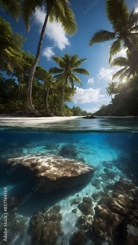 tropical island with palm trees, Ai generative tropical island with palm trees, Ai generative